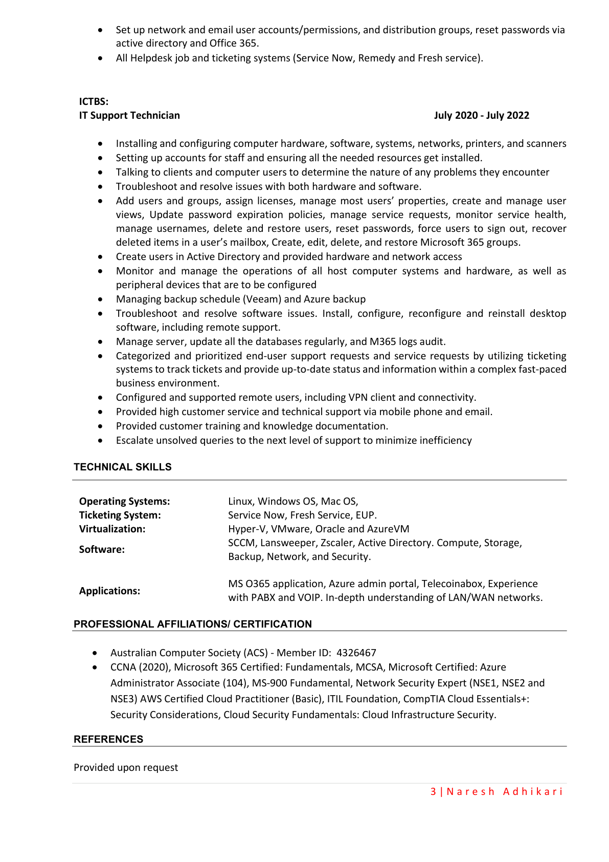 Resume page 3